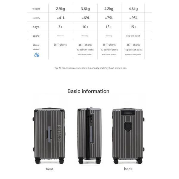 1808 Thickened Aluminum Alloy Trolley Suitcase with TSA Lock and Multifunctional Cup Holder