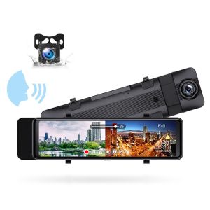 10.88 Inch 2K Vehicle Blackbox DVR Dual Lens Dashcam Voice Control