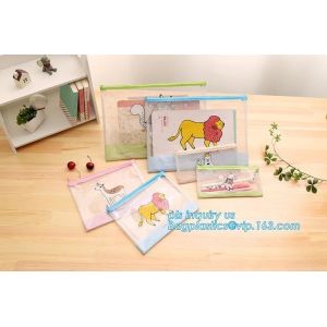 Cheap Nylon Mesh Multicolor Stripes Document Bag For A4 Paper and Pen, Big capacity A2size clear zipper file folder pvc docume for sale