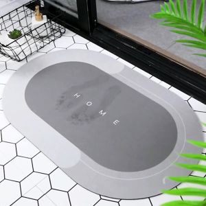 Technology Cashmere Bathroom Floor Mat Fast-drying Nonslip Grey Mat for Modern