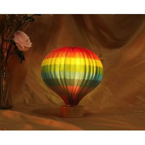 Bedside Real Wood Table Lamp Creative Hot Air Balloon Design Dupont Paper Night