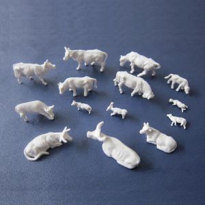 Cheap 1:150 unpainted cattle-white cow,unpainted cows,white cattle,small cows,miniature cow for sale