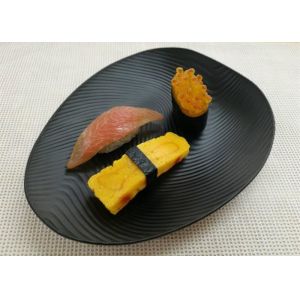 Imitation Porcelain Dinnerware Sets Korean - style Plate Black Color Ripple