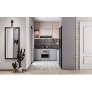 Modern U Shape Kitchen Furniture With MDF Matte Lacquer Countertop Island