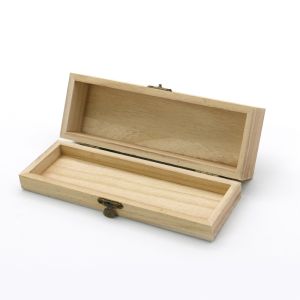 Solid Wood Wine Box with Hinged Lid for Single Bottle