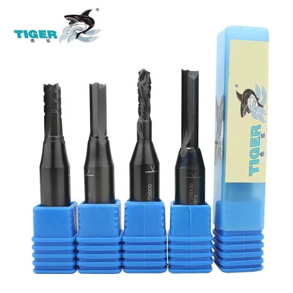 Three Blade 55HRC Tiger Bit Cnc Router Bit Straight Blade Woodworking Milling