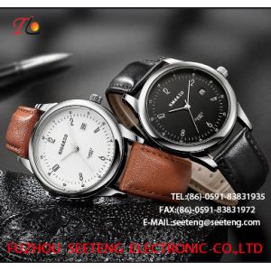 Cheap wholesale Pu watch Round dial alloy case quartz watch fashion watch concise style black/brown pu strap for sale