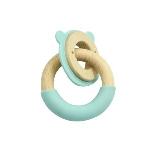 Unique Design Silicone Beech Wooden Rings For Baby Teethers
