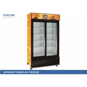 Transparent Upright Display Refrigerator Two Vertical Lights No Vibration