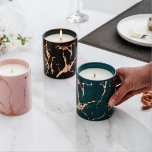 China Home Decoration Scented Soy Candles Natural Scented Candles Marble Candle Jar With Lids on sale
