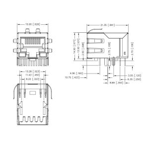 China JXD0-9006NLT Single Port RJ45 Magnetic Connector Tab Down 100BASE-T 8PIN With G/Y Led on sale