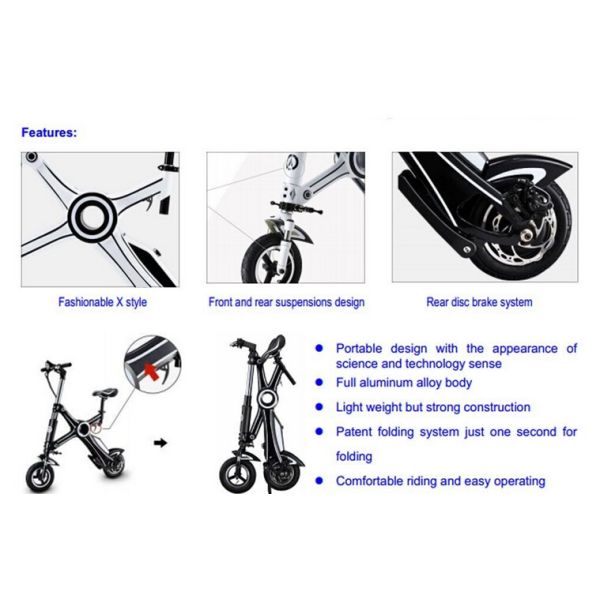 36v Lithium Electric Scooter Folding / Foldable Electric Scooter For Adults