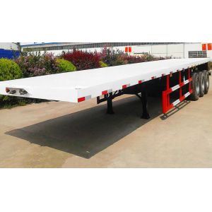 China 40 Ton 60 Tons Capacity 3 Axles Flatbed Semi Trailer For Transporting 40FT Containers on sale