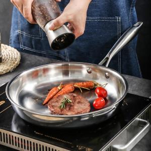China New Arrival 304 Stainless Steel Fry Pan Nonstick Cooking Pot Fried Steak Skillet Egg Nonstick Frying Pan on sale