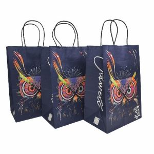 Kraft Paper Flat Bottom Shopping Bag CBD Flower Packaging With Ring Handle
