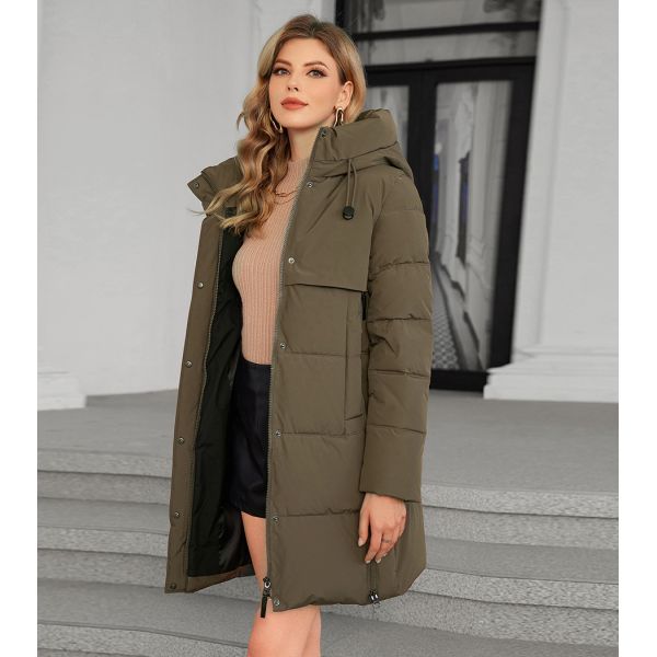 Classic Four Pocket Mid-Length Thickened Down / Cotton Jacket