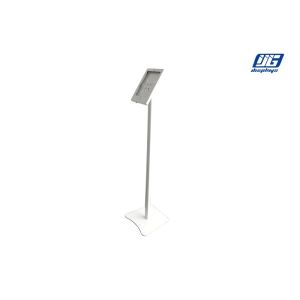 Adjustable IPad Display Stand Iron Base Lockable Frame White Straight Pole