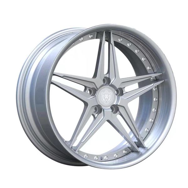 Quality 19-inch two-piece custom forged alloy wheels with deep concave type and brushed silver wheel rims wholesale
