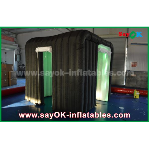 Advertising Booth Displays Black Two Doors Customize Inflatable Event Photo Booth With Rgb Led Lighting