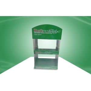 Healthcare Vitamin Cardboard Counter Display With PET Cover To Avoid Thieves