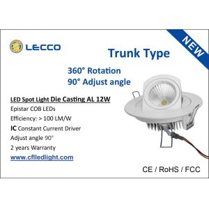 Adjustable Led Recessed Spot Lights , High Brightest Led Spotlight Trunk Type
