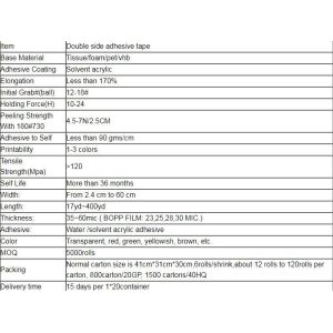 Factory direct sale cheap industrial strong double sided tape with carrier