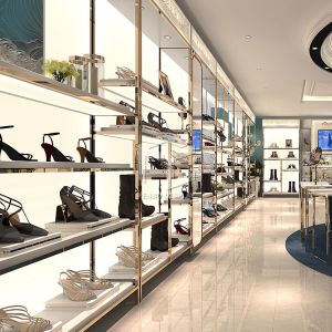 T4 LED Shoe Display Racks Stand For Store 20mm Thick MDF