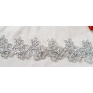 Gold Wire Embrodery Lace Edge with Cord Embroidery Sliver Lace Trim