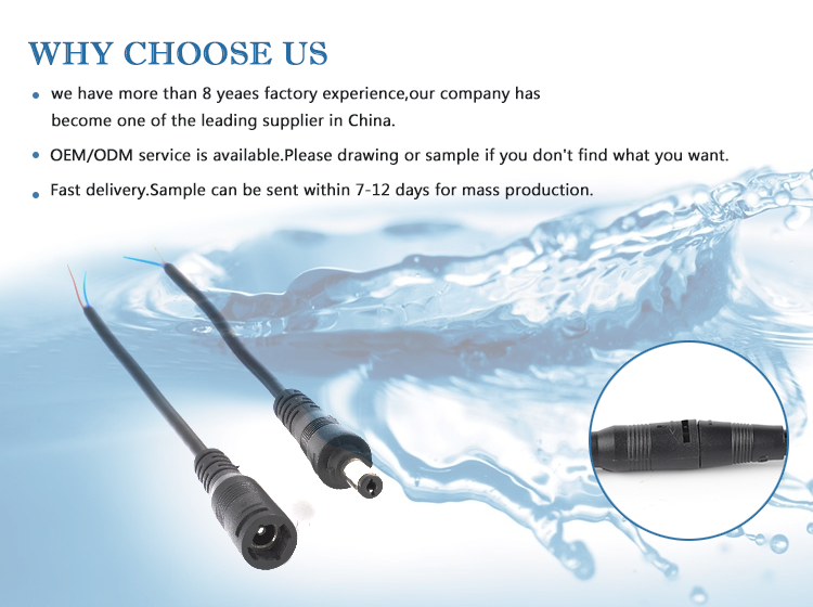 PVC Rubber Nylon IP67 Waterproof Wire Connector DC Jack Plug