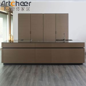Pvc Board Kitchen Cabinet Modular Design with Customized Size and Quartz Stone