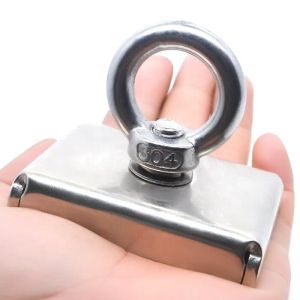 China Customized Rectangular Square Pot Magnet with M10 Eyebolt Screw and 330lbs Pull Force on sale