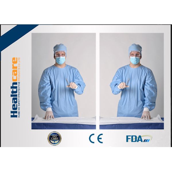 Sterile Disposable Protective Gowns Nonwoven Gowns With Knitted Cuff Medical