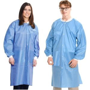 China Dust-Proof Adult Disposable Lab Coats with Knit Cuffs and Pockets ISO9001 Certified on sale