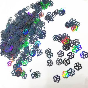 10mm Silver Black Holographic Glitter Dog Paw Print 1kg Each for Party Supplies