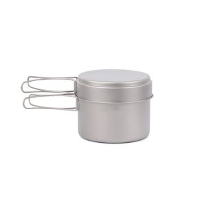 1600ml 500ml Titanium Camping Cookware Picnic Cooking Pot With Folded Long
