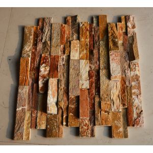 Natural Polished Wooden Vein Ledge Stone Wall Cladding 15mm Thickness