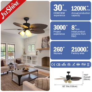 52 Inches Decorative Ceiling Fan With Light Kit Pull Chain Ac Motor