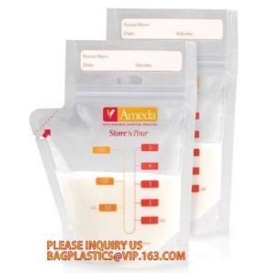 Custom Printing Food Grade Zipper Seal Stand Up Pouch 8oz Leak Proof Breast Milk