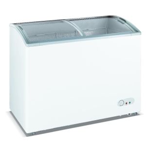 335L Commercial Ice Cream Chest With Top Open Sliding Curved Glass Door