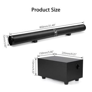 2.0 Channel Wireless Bluetooth Soundbar 80W With Remote Control