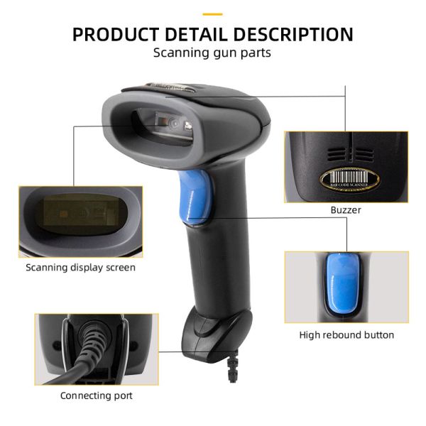 U8 2D Bluetooth Barcode Scanner with Buzzer Prompt Mode and USB Keyboard Interface