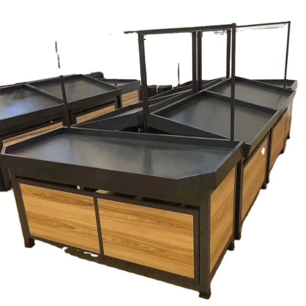 Quality Factory Custom Size Color logo vegetable and fruit stack head gondola wholesale