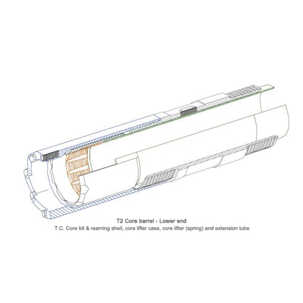 T2 - 76 86 101 Wireline Core Drill Parts , Double Tube Core Barrel Assembly 3m - 1.5m