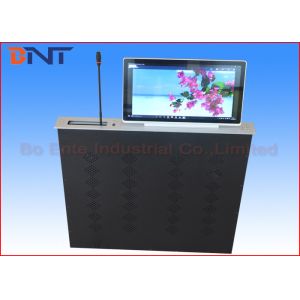 Black Motorized Screen LCD Monitor Lift With Discussion Microphone