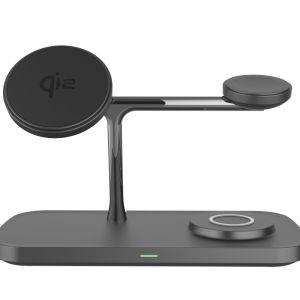 All in 1 Qi 2 Zinc Alloy Wireless Charger with 15W Power LED Indicator for