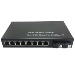 Cheap Fiber Media Converter with 10/100mbps or 10/100/1000mbps 2Fiber and 8RJ45 for sale