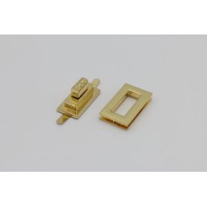 Newest custom simple rectangle light gold bag hardware twist turn locks