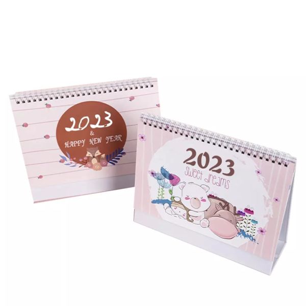 Cardboard 190x260mm Printable Desk Calendar Double Wire O Binding