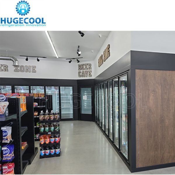 Commercial Walk In Freezer Cooler With Automatic Rebound Glass Door And Scroll