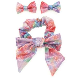Colorful Bowknot Scrunchie with Matching Bowknot Hair Clip